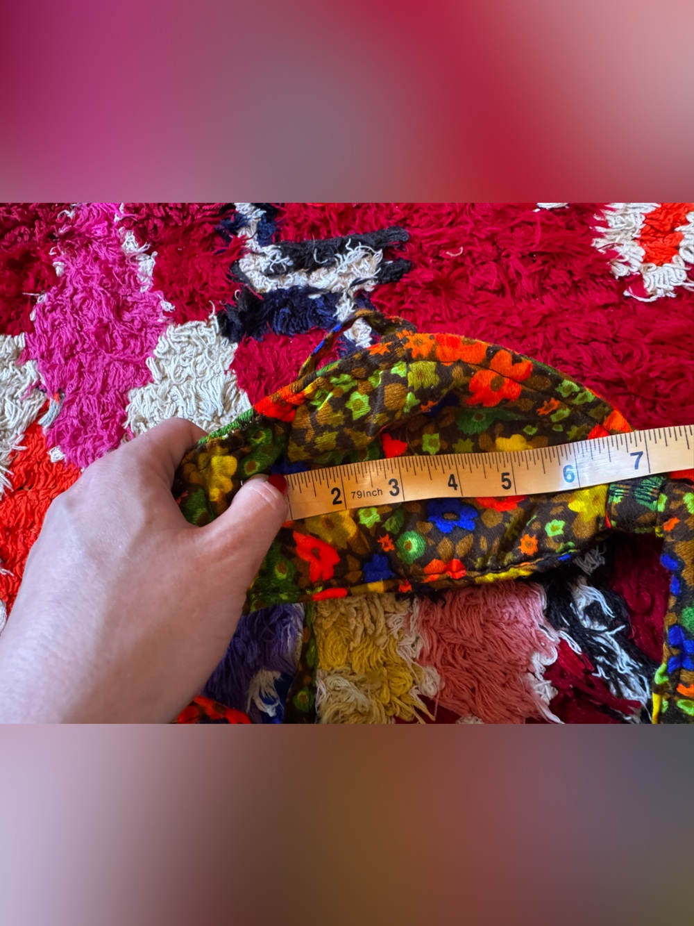 70s Vintage Bright Floral Bark Cloth Bikini Sz M - Picture 14 of 16